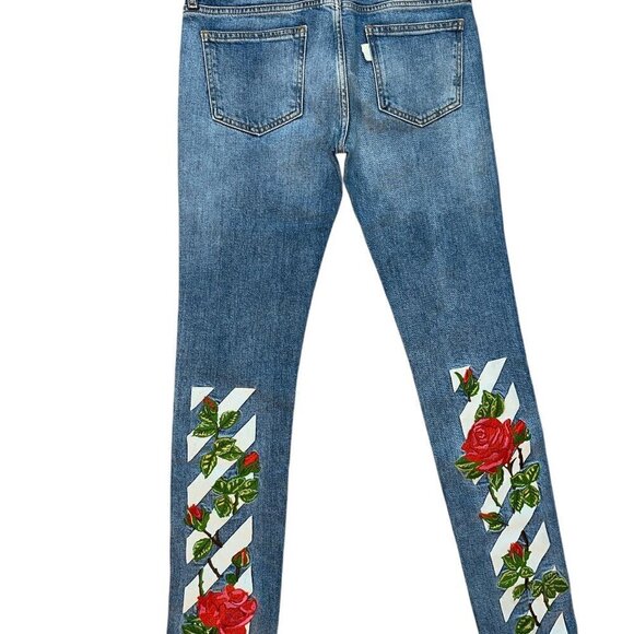 OFF-WHITE Diag Roses 5 Pocket Womens Skinny Jeans Size 27 - Picture 3 of 8